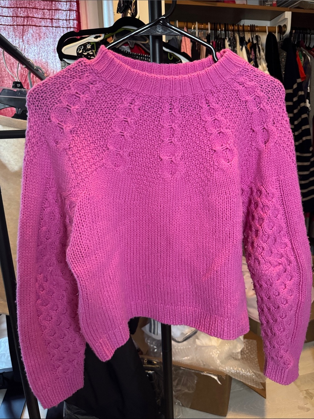 Sea New York Pink Cable Knit Turtleneck Sweater